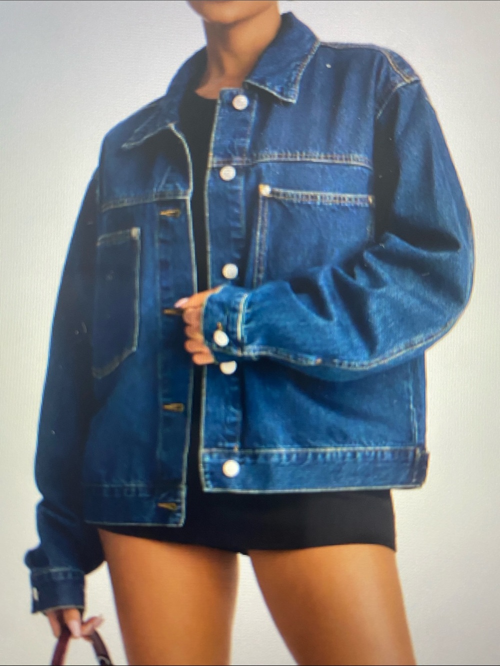 Fashion Nova Women's Dark Blue Oversized Denim Jacket